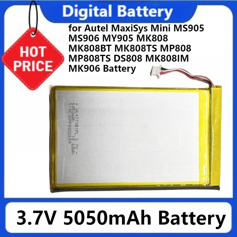 Фото Аккумулятор 3,7 В, 5050 мАч для Autel MaxiSys Mini MS905 MS906 MY905 MK808 MK808BT MK808TS MP808 MP808TS DS808 MK808IM MK906 №1