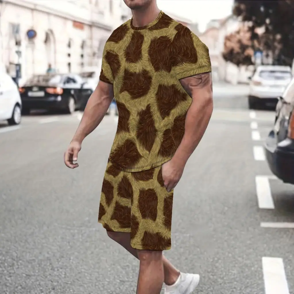 Летний мужской штатив новый комплект с 3D-принтом животных из 2 предметов