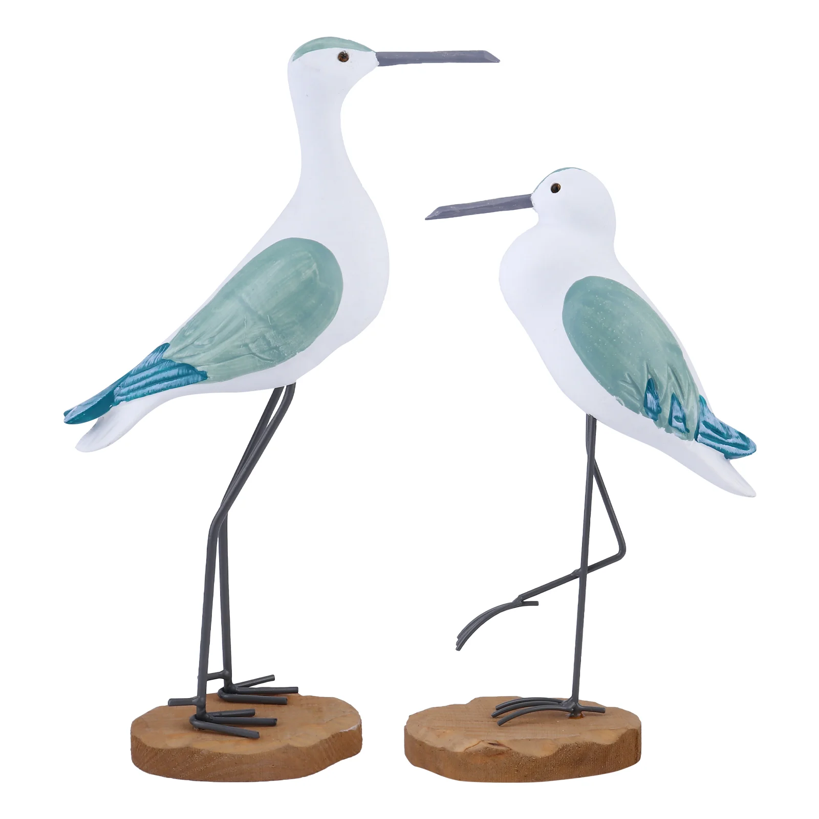 

2pcs Wooden Figurine Bird Figurine Set Nautical Statues Sculptures Mediterranean Coastal Beach Rustic Indoor Outdoor Table