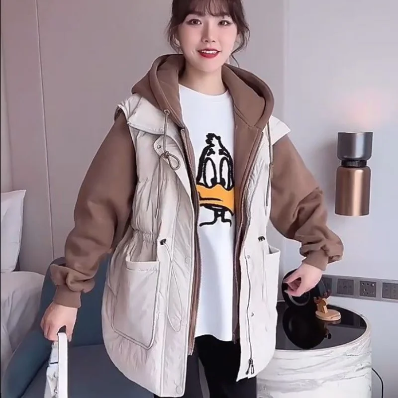 Winter Women's Cold Coat Parkas Jackets Coats Hooded Cotton Padded Jacket Splicing Winter Oversize Clothing Fashion
