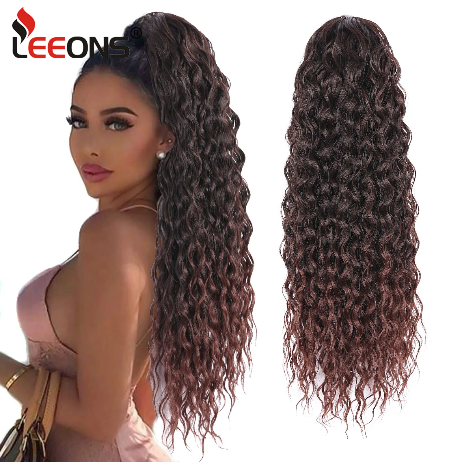 Synthetic Afro Kinky Curly Ponytail Adjustable Drawstring Horse Tail Black Brown Clip In Hair Extension Wig Ponytail Hairpieces