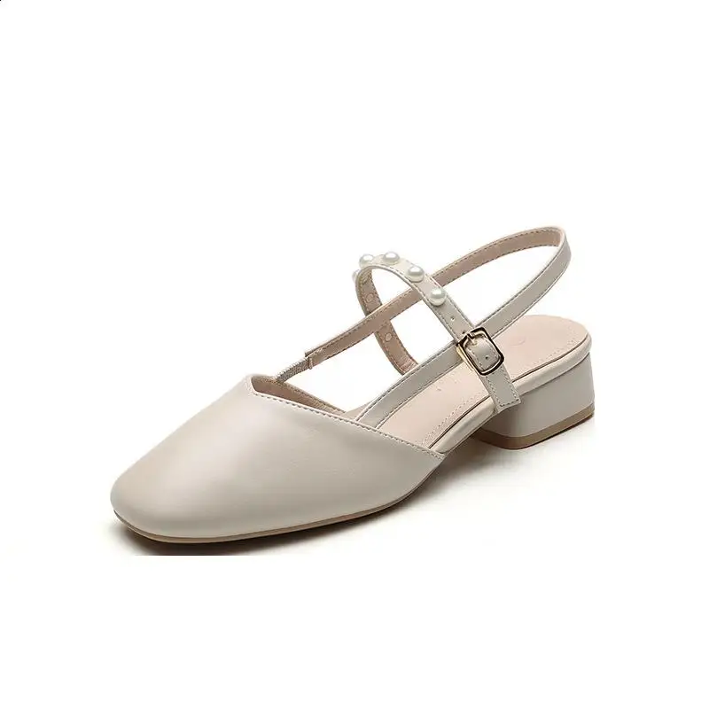 Босоножки Мэри Джейн на низком каблуке женские бежевые удобные туфли с открытым