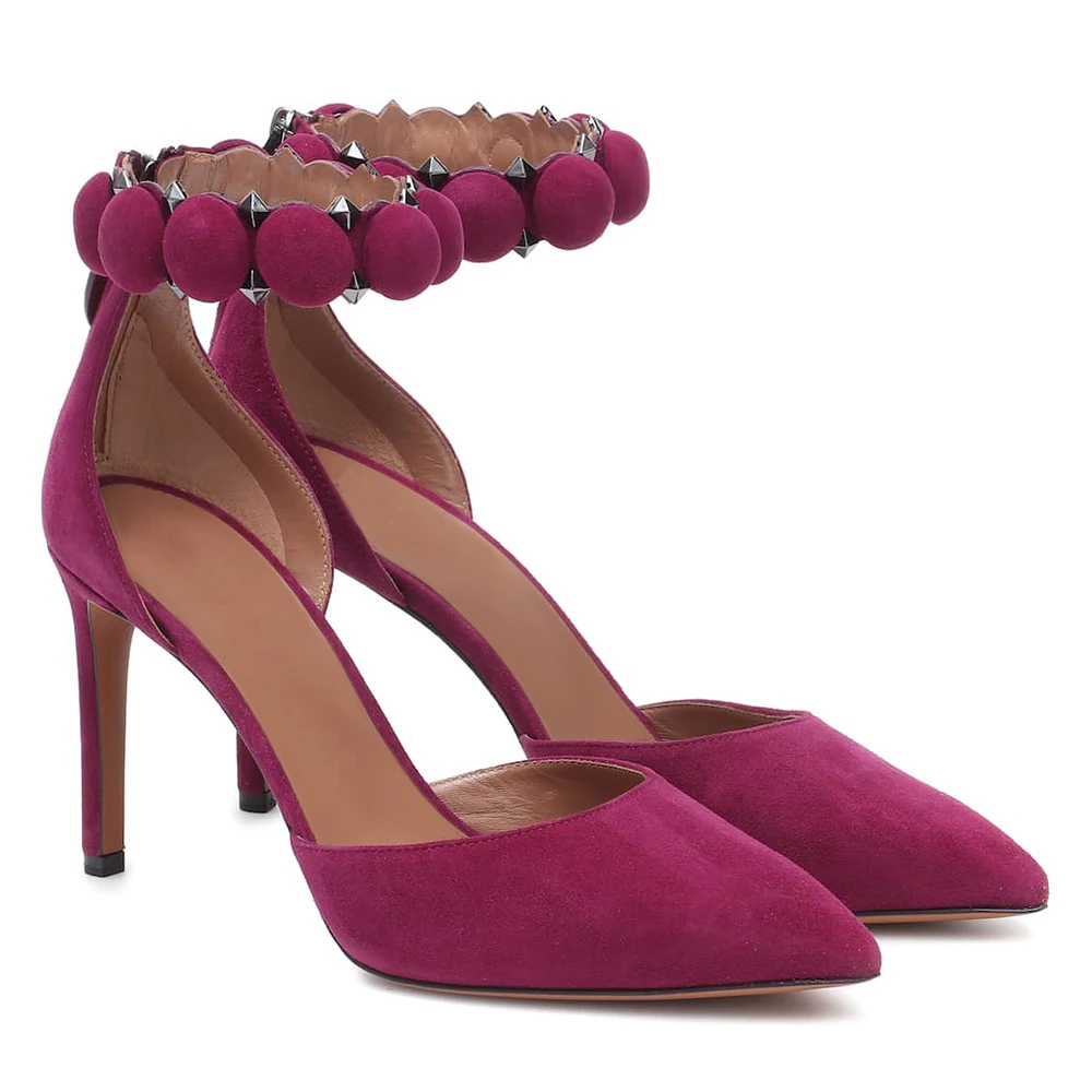 

Новинка лета 2022, туфли-лодочки на высоком каблуке-шпильке, пикантные женские сандалии с заклепками и ремешком на щиколотке, модная вечерняя ...