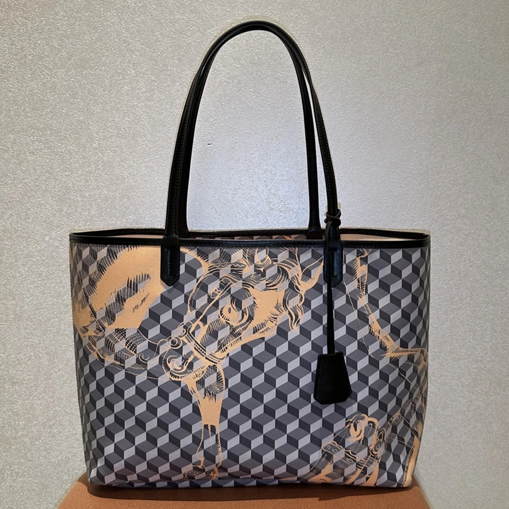 Сумка-тоут черная женская вместительный саквояж на плечо повседневный тоут