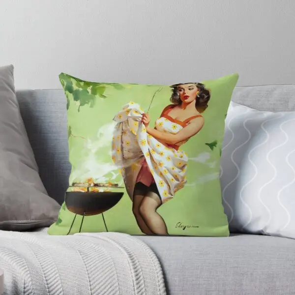 

Smoke Screen Vintage Pin Up Girl Printing Throw Pillow Cover Office Sofa Home Decor Fashion Hotel Comfort Pillows not include
