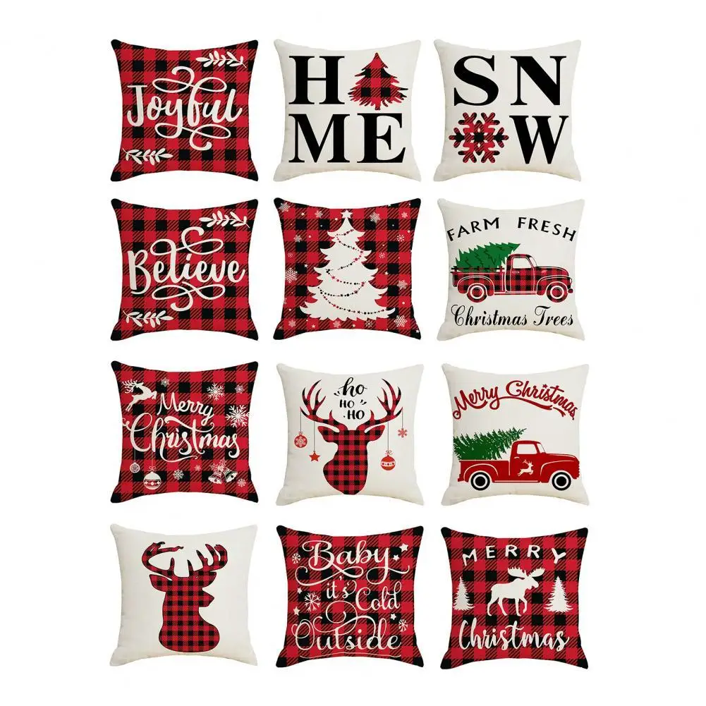 

Throw Pillow Cover Breathable Christmas Pillowcase European Style Cushion Case