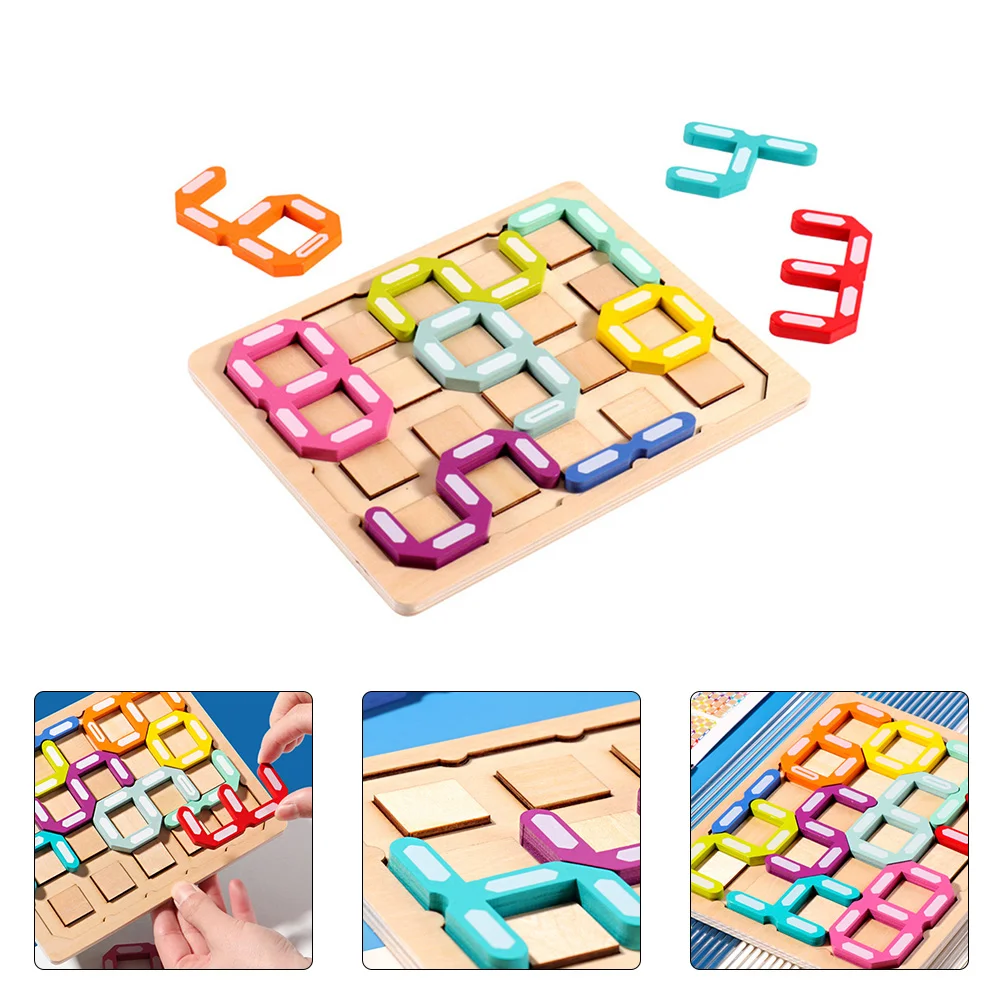 

Number Puzzle Toys Toy Wooden Stacking Board Wood Blocks Set Sort Game Activity Matching Block Construction Montessori Kids