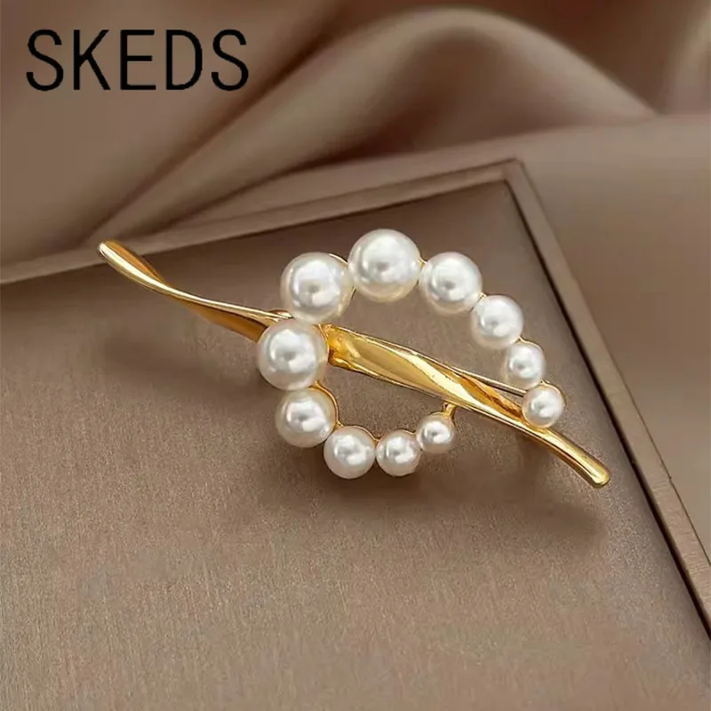 SKEDS изысканные женские и мужские музыкальные ноты полностью из жемчуга металлические значки заколки модный костюм одежда Креативный дизайн аксессуары Броши