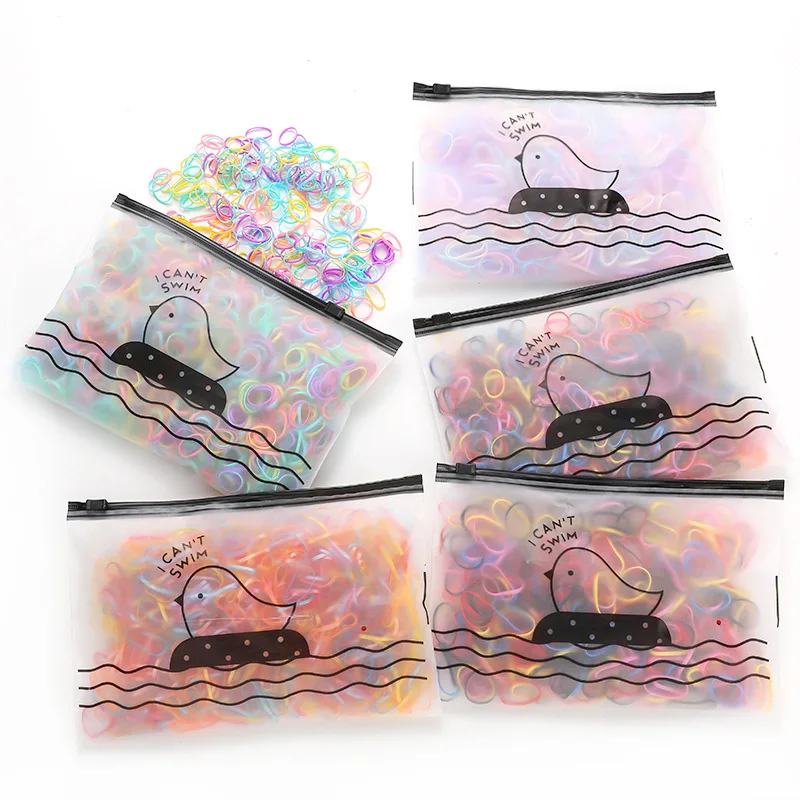 

500Pcs/Bag With Knife Colorful Small Disposable Holder Hair Bands Scrunchie Girls Elastic For Sewing Rubber Ponytail Accessories