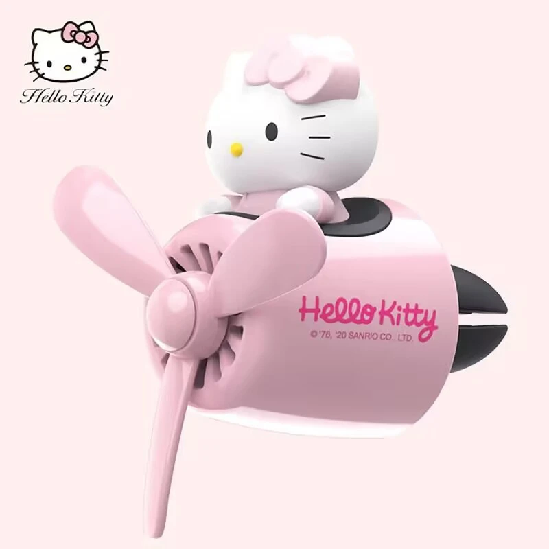 

Sanrio Car Air Freshener Hello Kitty Bear Pilot Rotating Propeller Aromatherapy Air Outlet Fragrance Auto Perfume Accessories