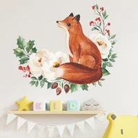 cartoon fox flowers children bedroom home wall decoration waterproof wall stickers self adhesive wall decorations living room