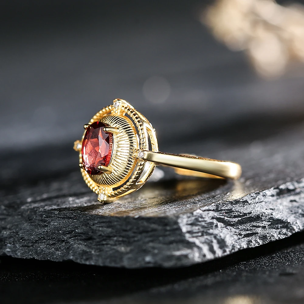 Новое женское кольцо из чистого серебра S925 позолоченное 18 карат в сочетании с