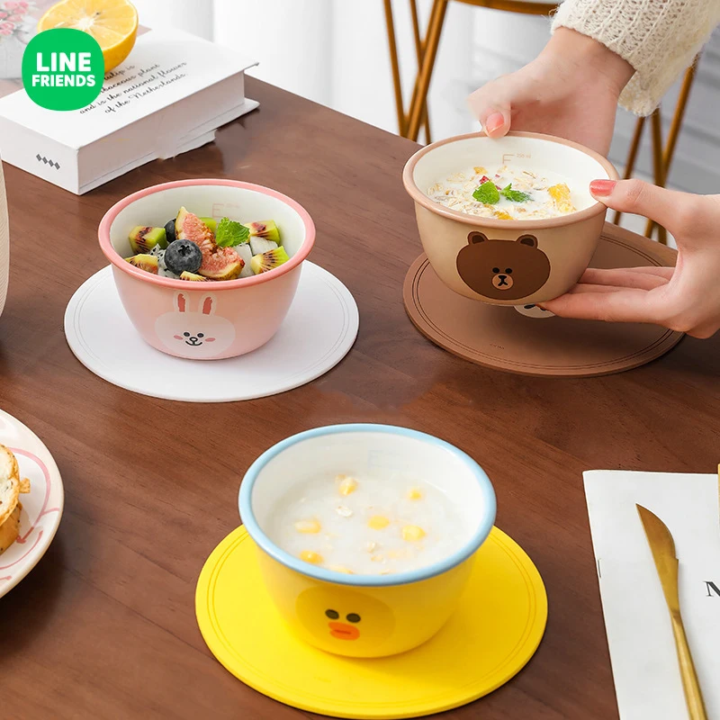 Керамическая посуда Line Friends Brown Cony Sally с градуированным стаканом, уменьшающая жирность, для завтрака и любимых десертов.