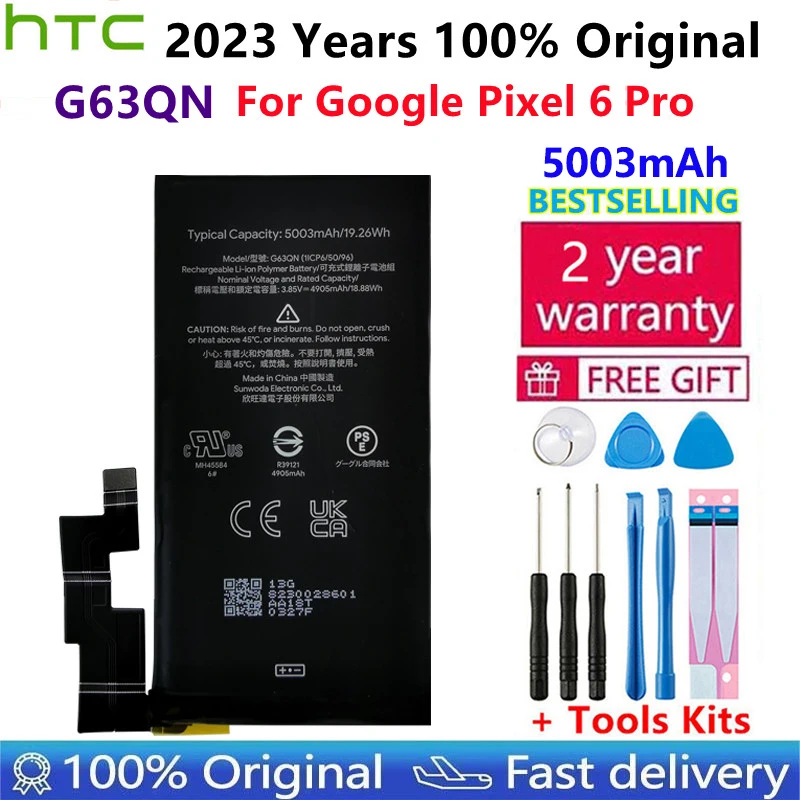 

100% Original High Quality G63QN 5003mAh Phone Replacement Battery For HTC Google Pixel 6 Pro Pixel 6Pro Batteries Bateria Tools