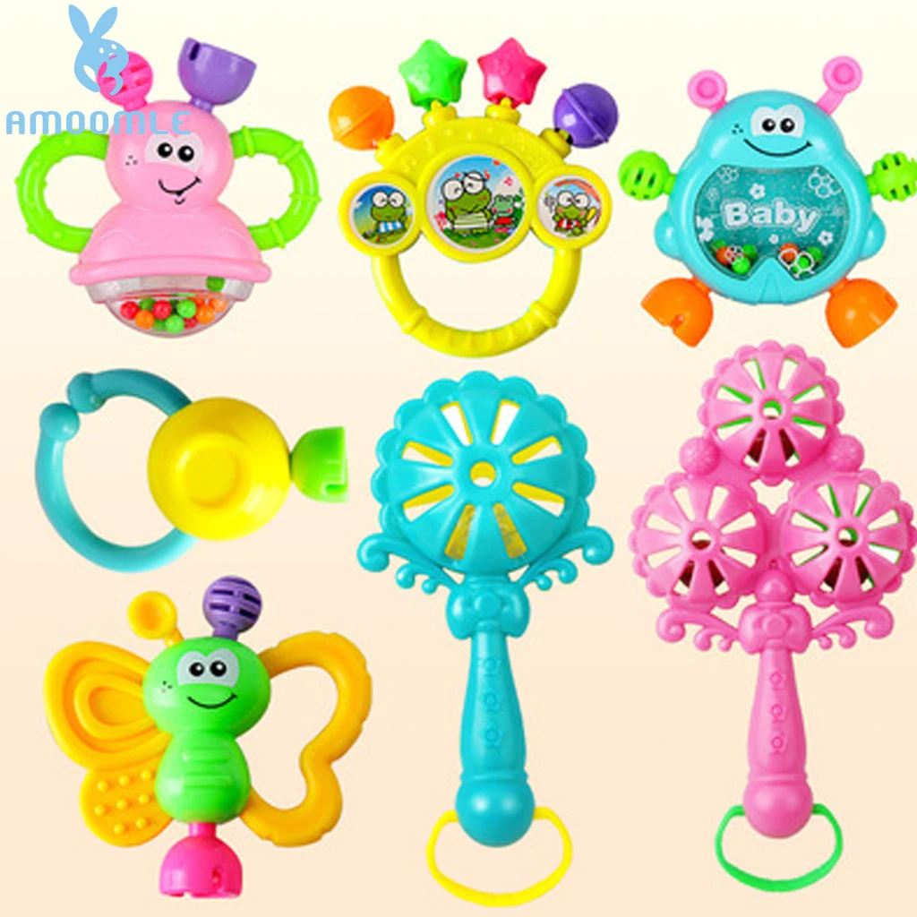 7pcs/Lot Infant Baby Toys Rattles Newborn Kids Hand Bell Children Developmental ABS Games Baby Toys 0-12 Months