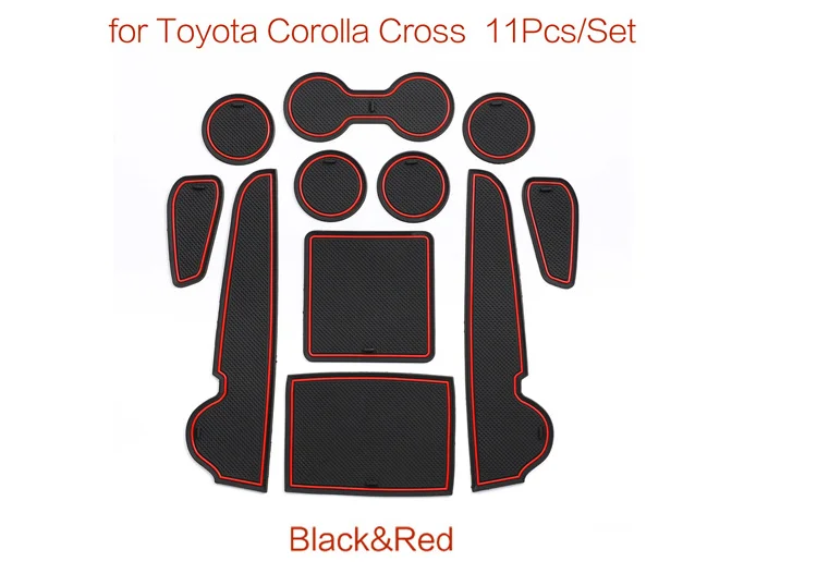 

Non-slip Rubber Mat For Toyota Corolla 2007-2013 11pcs Car Gate Slot Pad Door Groove Mat Cup Holder Sticker Decorator Car Stylin