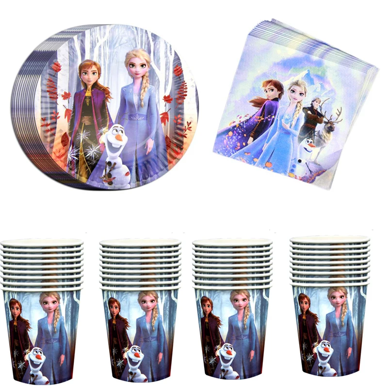 

60pcs/lot Frozen Theme Napkins Happy Birthday Party Elsa Anna Plates Cups Baby Shower Decorations Princess Design Tableware Set