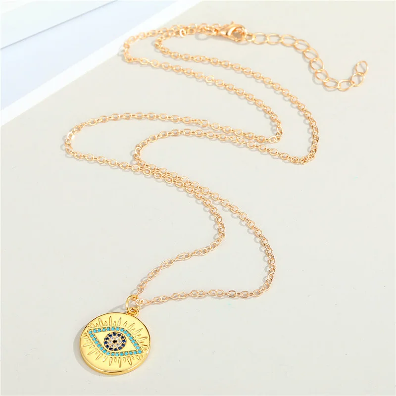 Gothic Evil Eye Necklace For Women Vintage Fashion Party Wedding Statement Zircon Necklace Collar Jewelry Girls Gift