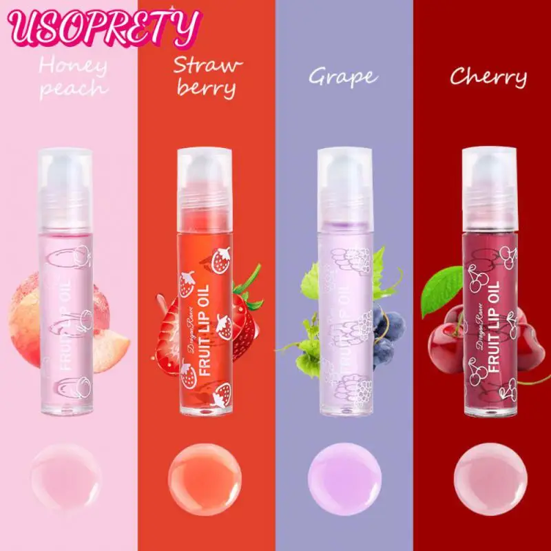 

Lip Care Glass Lip Gloss Plump Moisturizing Transparent Toot Transparent Lip Glaze Long-lasting Fruit Roll-on Lip Oil Set
