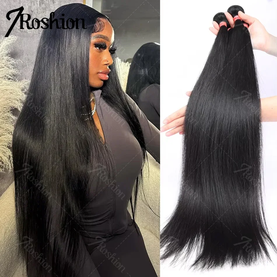 Brazilian 30 40 Inch Raw Virgin Unprocessed 100% Human Hair Extensions Bone Straight  3 4 Bundles Double Weft Bulk Braiding Hair