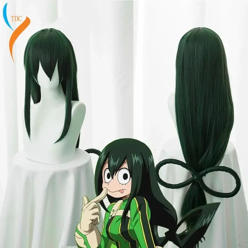Boku No Tsuyu Asui Косплей My Hero Academia Женщины Длинные Зеленые Синтетические Волосы
