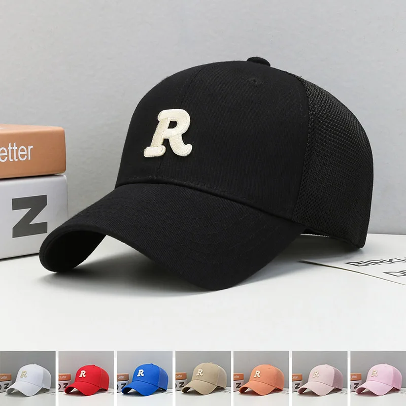 

Summer Women Cotton Breathable Letter Embroidered Sun Cap Men Outdoor Sports Travel Adjustable Solid Color Baseball Cap