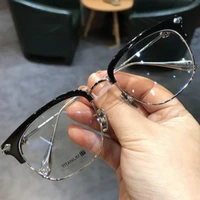 trendy all match spectacle frame star same style spectacle frame male half frame pure titanium with myopia glasses female chslun