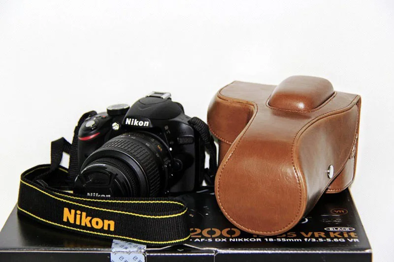 Кожаный чехол для камеры Nikon D3200 с объективом 15-55/18-105 мм | Электроника