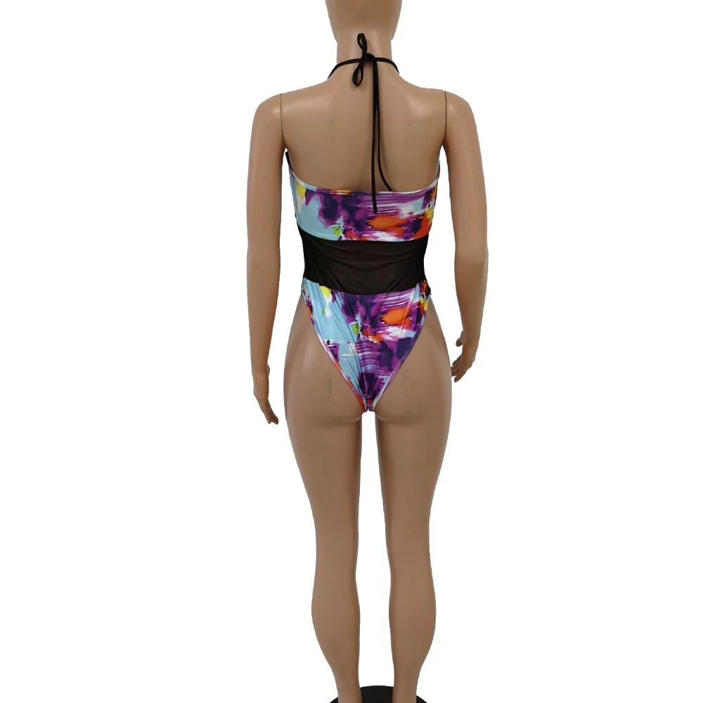 Summer Sexy Women's Digital Printing Triangle Jumpsuit Stitching Floral One-piece Beach Outfits For Women Swimsuit With Push Up |