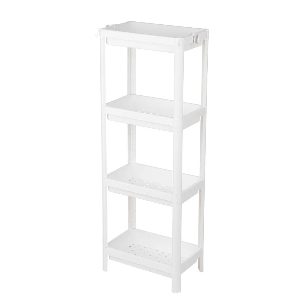 

4-Tier Hollow Frame Plastic Storage Rack Organizer Standing Holder Bathroom Kitchen Living
