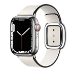 Ремешок кожаный для Apple Watch band 44 мм 40 мм 38 мм 42 мм, современный кожаный браслет с пряжкой для смарт-часов iwatch Series 7 6 4 3 45 мм 41 мм