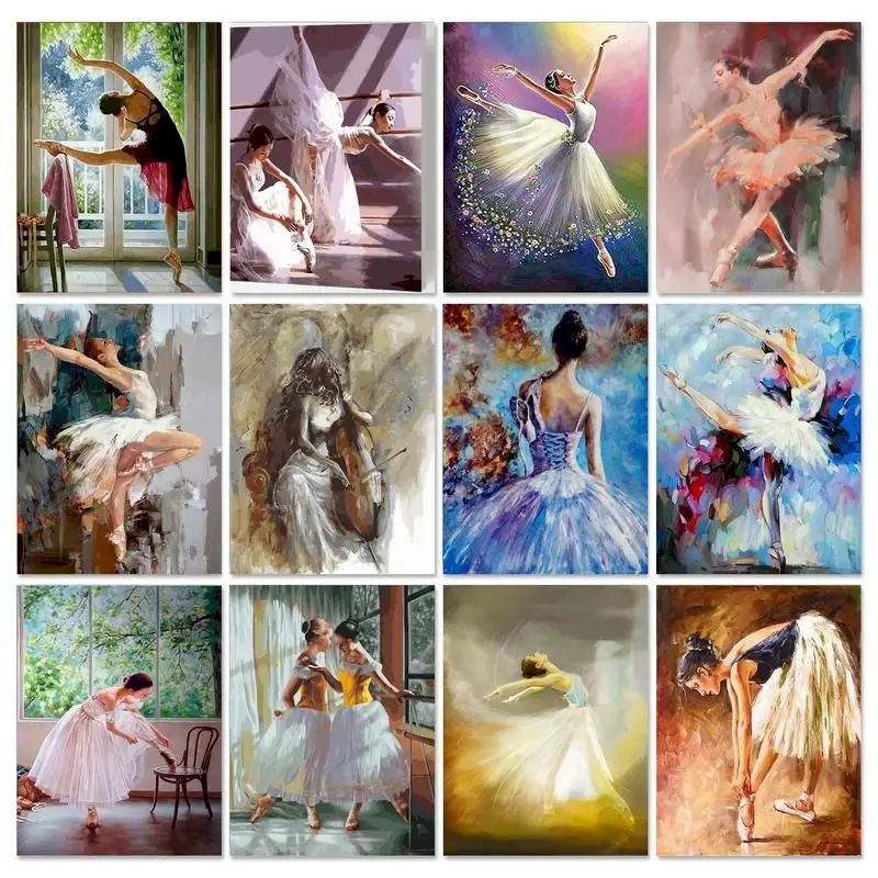 

GATYZTORY Ballet Girls 40x50cm Oil Paint By Numbers For Adults Picture Drawing Illustrations Coloring By Numbers Wall Art Home