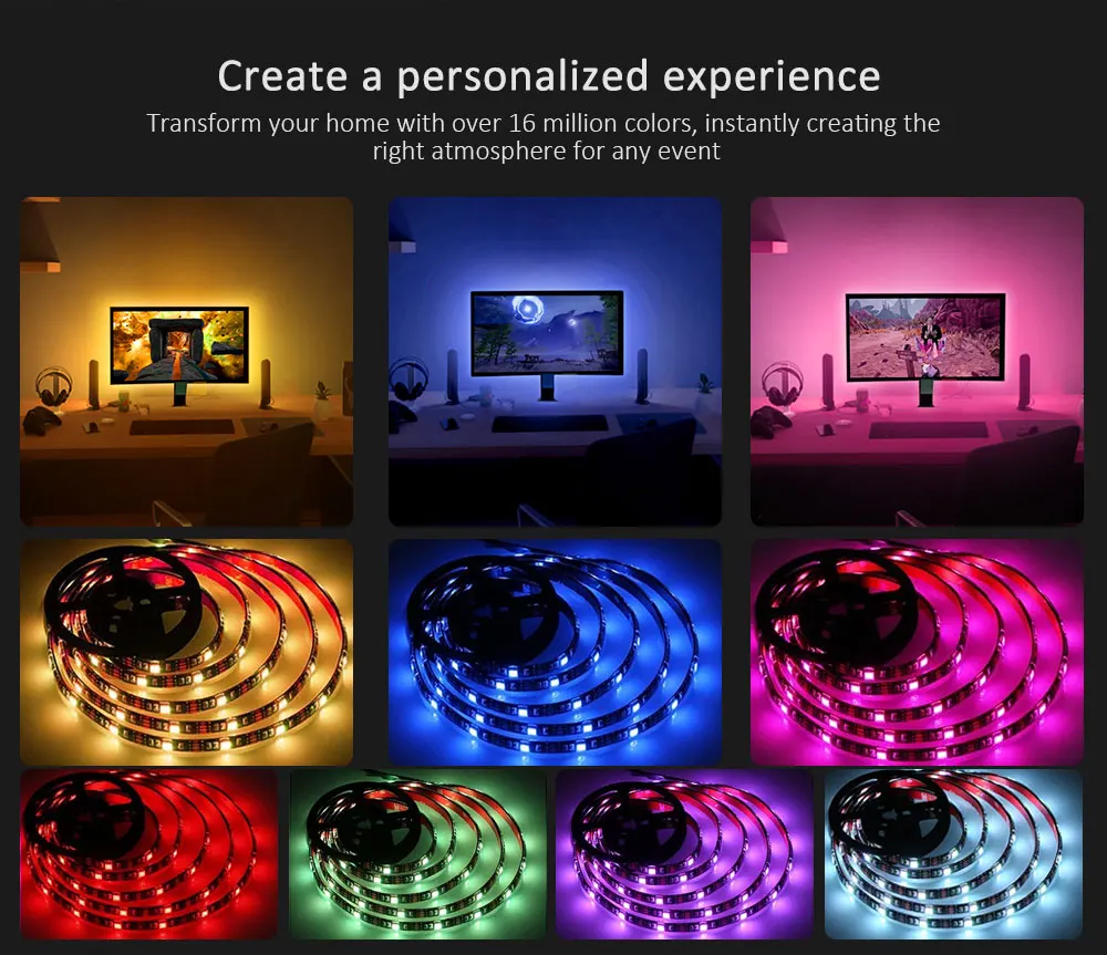 Светодиодная лента с USB подсветка для телевизора 5 В 5-1 м 5050 RGB управление через