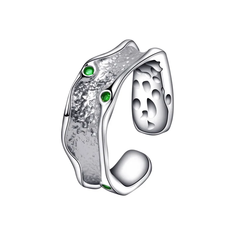 

2023 European and American New 100% S925 Sterling Silver Irregular Texture Retro Cool Style Small Design Sense Open Ring