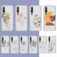 abstract line face phone case for samsung a51 a52 a71 a12 for redmi 7 9 9a for huawei honor8x 10i clear case