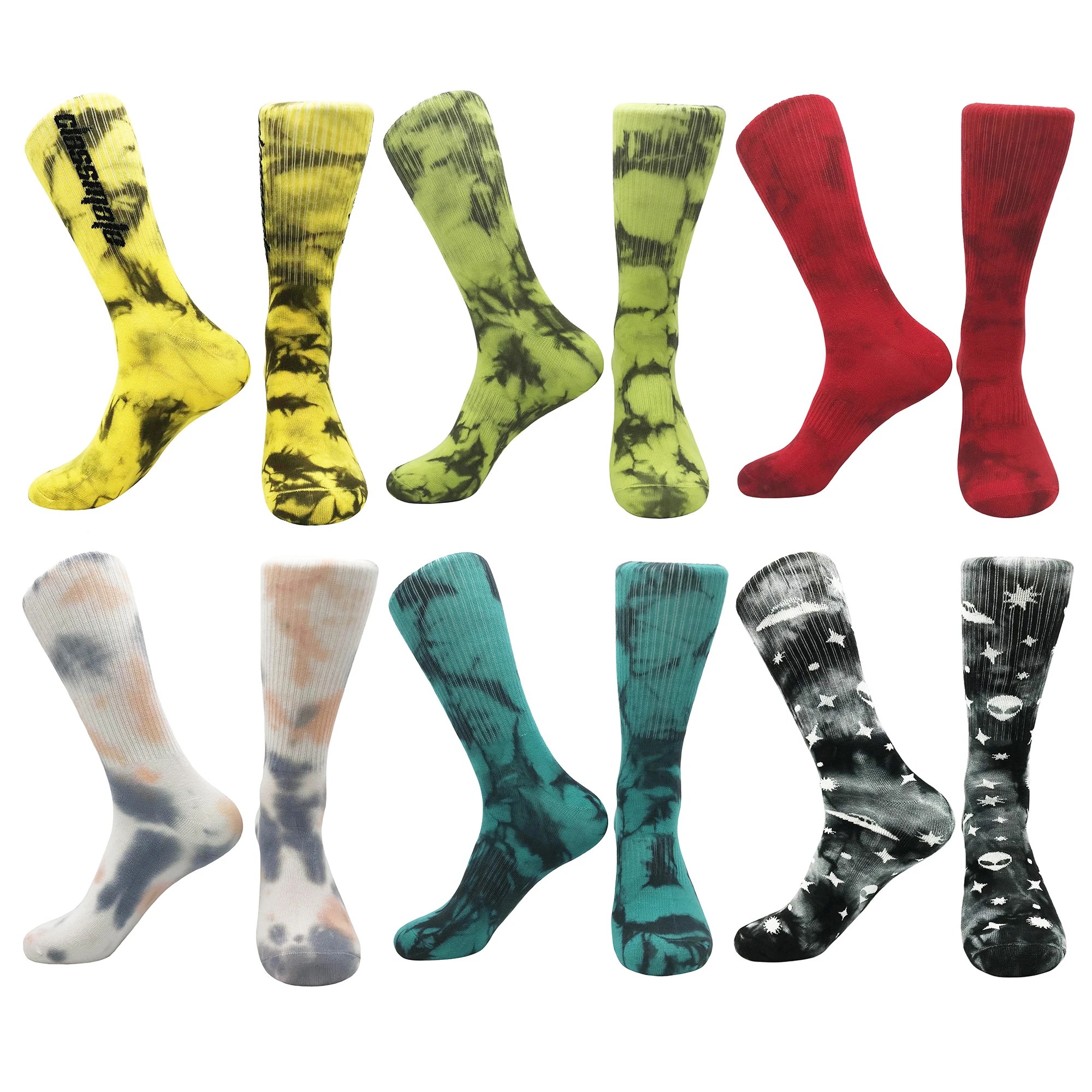 

2021 new cotton men's socks creative tie-dye cool fun party skateboard women's socks personality style student socks