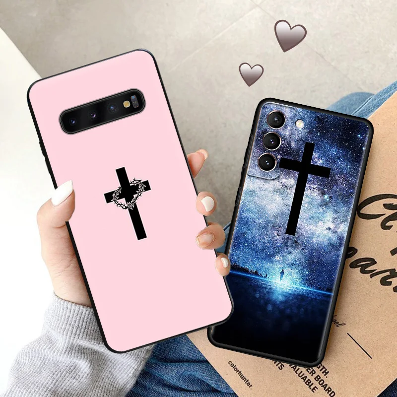 Чехол для телефона Samsung S24 Ultra S23 FE S22 S21 S20 S10 Кристиан Иисус девушка ангел галактика
