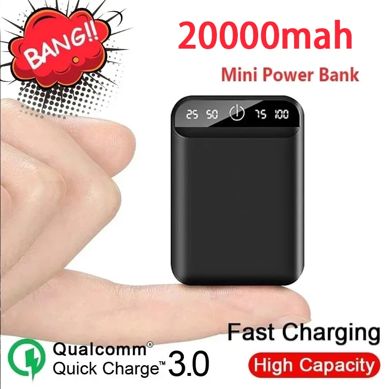 

20000mAh mobile power bank portable mobile phone fast charger digital display USB charging external battery pack for Android