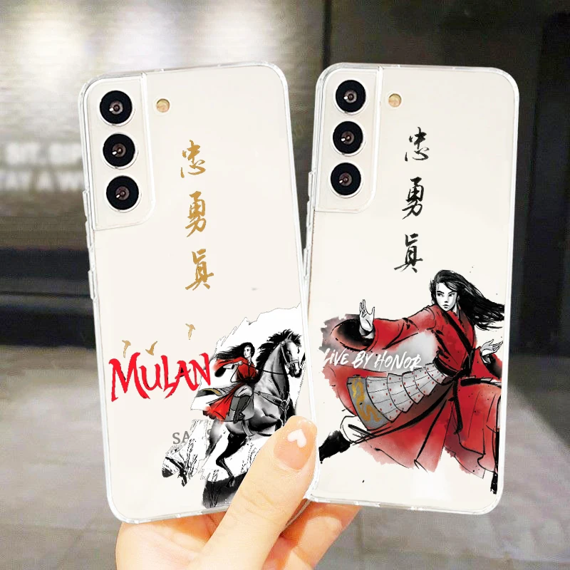 

Transparent Cover Mulan Disney Princess Art Phone Case For Samsung S22 S21 S20 FE Ultra Pro Lite S10 S10E S9 S8 S7 Plus 5G