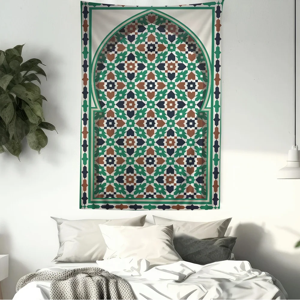 Morocco Door Arabic Cartoon Tapestry Hippie Flower Wall Carpets Dorm Decor Art Home