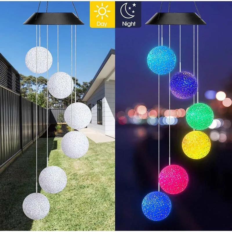 

Solar Ball Light LED Colour Changing Garden Yard Hanging Decoration light Outdoor Powered Wind Chime Waterproof Lawn Lamps