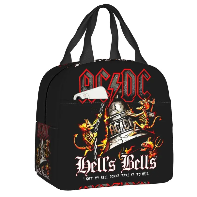 

AC DC The Bell Rock Roll Insulated Lunch Bag for Work School Thermal Cooler Bento Box Women Kids Food Container Tote Bags