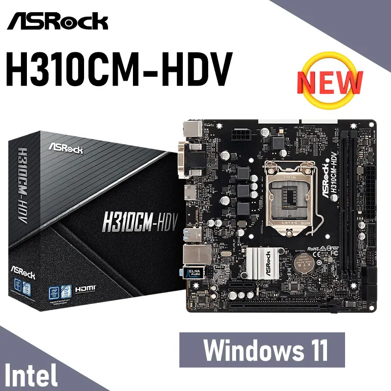 

LGA 1151 Motherboard ASRock H310CM-HDV DDR4 32GB PCI-E 3.0 Intel 8th Gen i5 i7 1151 Placa-mãe Micro-ATX Desktop Intel H310 New