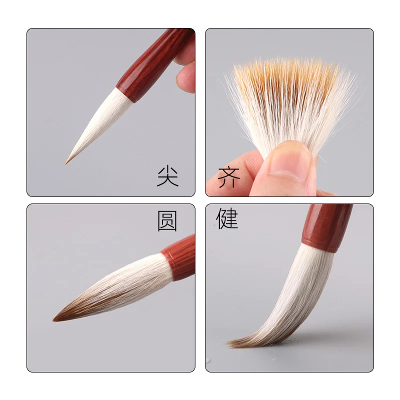 

Large, medium and small imitation mahogany alloy rod students calligraphy test creation and traditional brush set wholesale