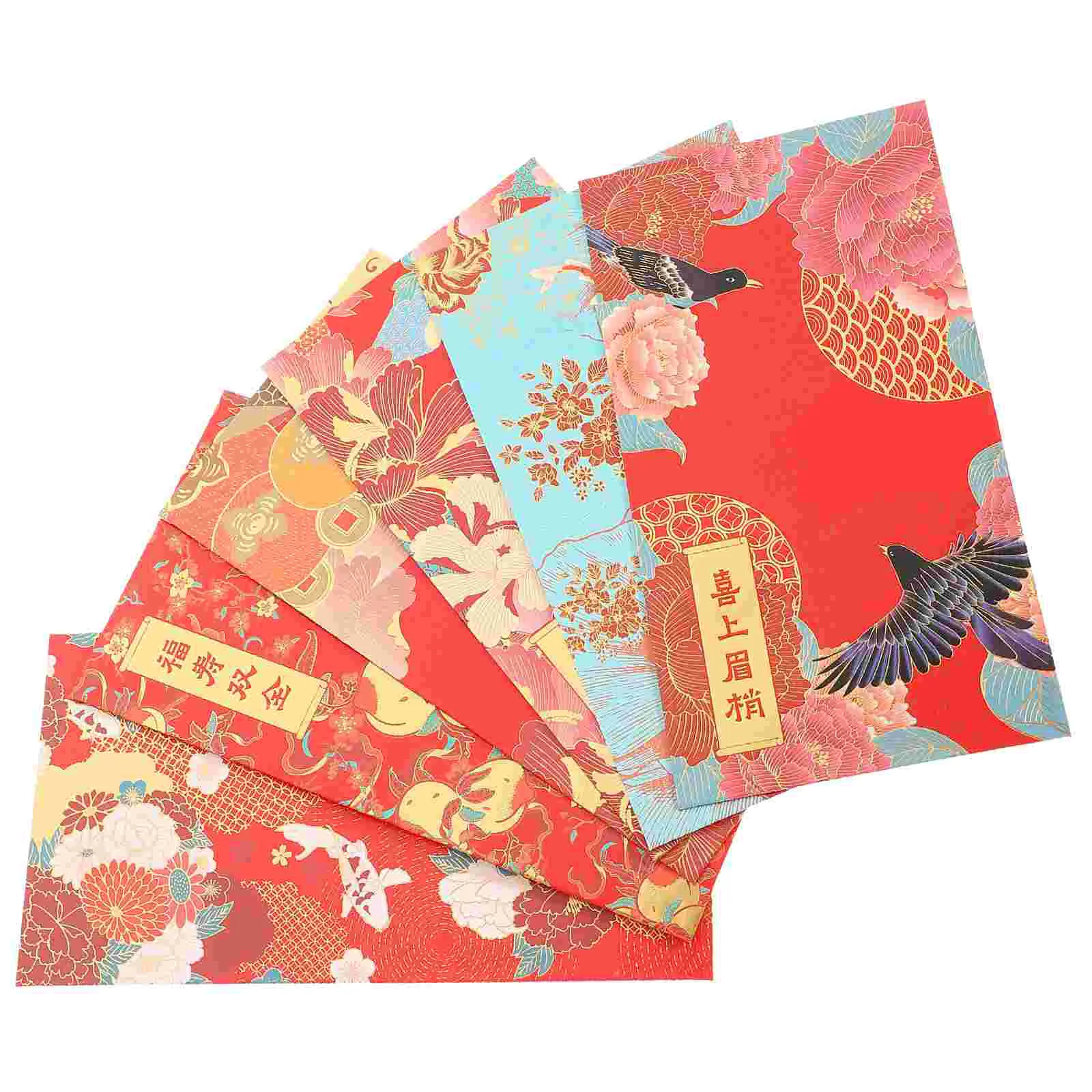 

6 Pcs Purses Red Packet Decorative Wallet Envelopes Chinese Ceremony New Year Money Bag Paper Cartoon Packets Spring Festival