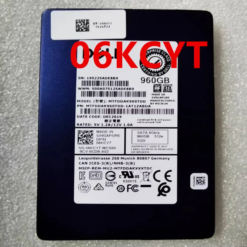 

Original Almost New Solid State Drive For DELL 960GB 2.5" SATA SSD For 6KCYT 06KCYT