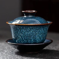 exquisite blue star glaze gai wan tea set bone china tea pot gaiwan tea porcelain pot set for travel beautiful and easy kettle