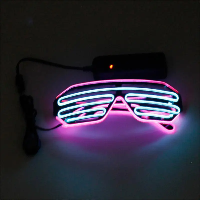 

Blinds Glasses LED Glowing Glasses Vintage Punk Goggles Men Women Halloween Luminous Neon Christmas Party Flashing Colorful Ligh