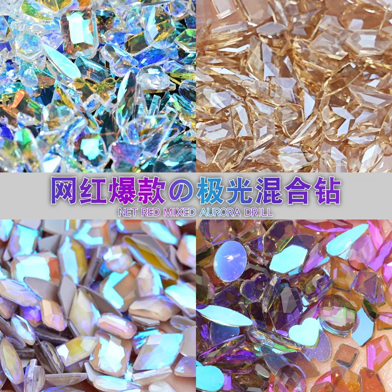 

50 pcs Nail Rhinestone AB Color Pointed Back Cut 4x6/4X8 mm Crystal Shape AB Color Crystal,for Nail Art Accessories 24 Sizes