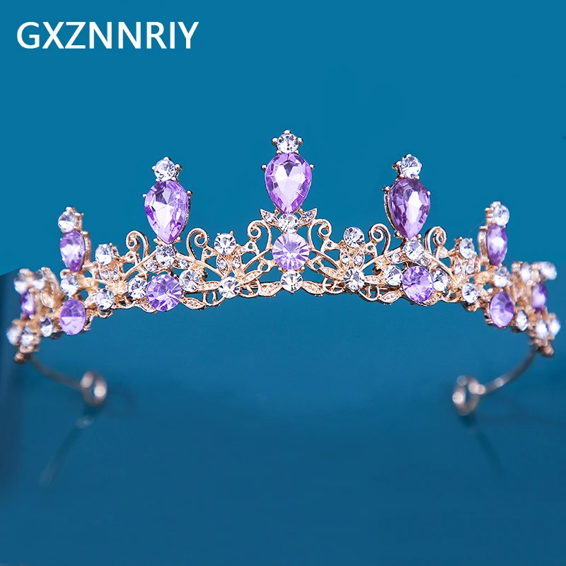 Стразы Корона фиолетовые кристаллы свадебное платье тиары и короны для женщин